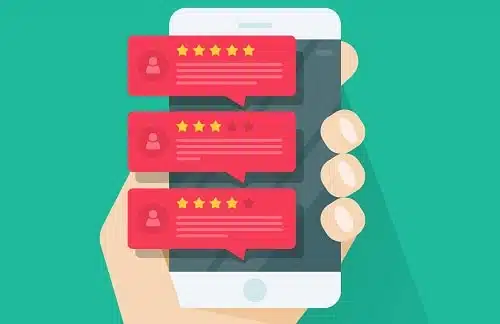 Review rating bubble speeches on mobile phone