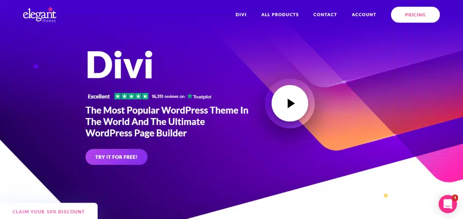 landing page of divi the ultimate wordpress theme and visual page builder