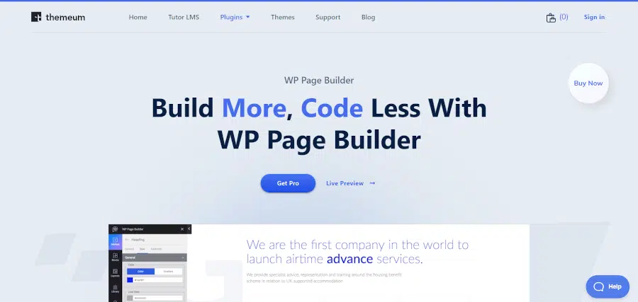 landing page of wp page builder drag and drop website builder for wordpress